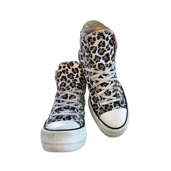 Converse Chuck Taylor All Star Leopard Print Canvas Platform Hi-Top Sneakers - Picture 11 of 11